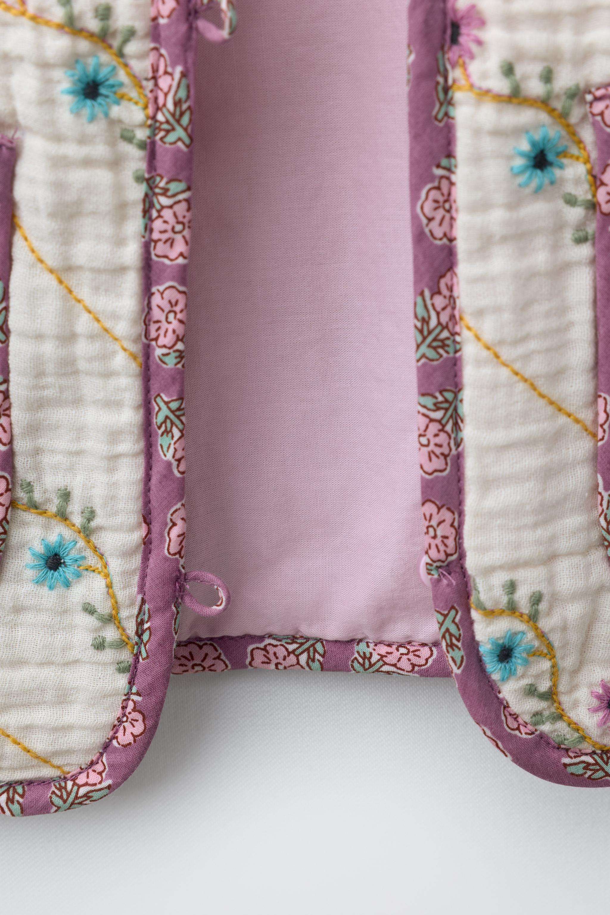 BLOUSON MATELASSÉ BRODERIE FLEURS